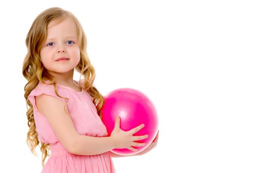 Beautiful little girl close-up. The concept of beauty and fashion, happy childhood. Isolated on white background.