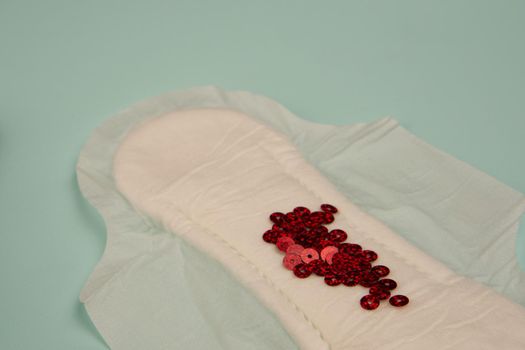 strip blood feminine hygiene menstruation protection top view. High quality photo