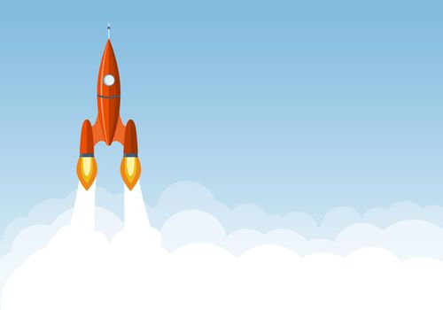 Art launch rocket with sky space. Startup concept.