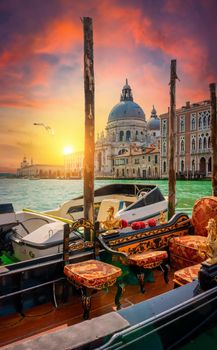 Boats near Santa Maria della Salute in Venice, Italy