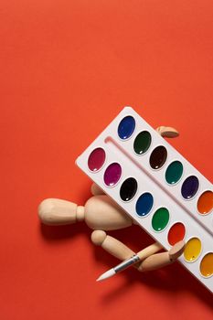 paints for painting artist learning hobby wooden mockup. High quality photo