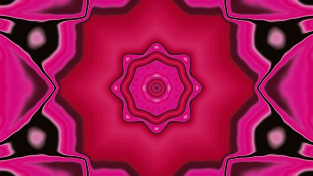 4K UHD 3D illustration of symmetric crystal shaped ornament glowing with vivid neon light