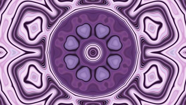 3d illustration of 4K UHD abstract background of symmetric geometric tunnel with ornamental shapes of violet color