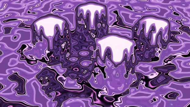 3d illustration of 4K UHD abstract background of shapeless surface with wavy elements of purple and white colors