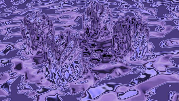 3d illustration of 4K UHD abstract background of shapeless liquid with uneven surface of purple color