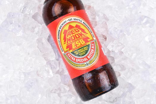 IRVINE, CA - AUGUST 26, 2016: A bottle of Redhook ESB on Ice. Redhook was founded in 1981 in Seattle, Washington.