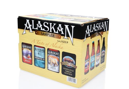 IRVINE, CALIFORNIA - JULY 16, 2014: 12 Pack of Alaskan Brewing Co. beers. Alaskan Brewing, founded in 1986 in Juneau, Alaska, was the first Juneau brewery since prohibition.