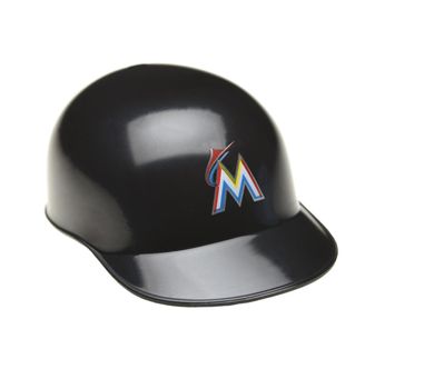 IRVINE, CALIFORNIA - FEBRUARY 27, 2019:  Closeup of a mini collectable batters helmet for the Miami Marlins of Major League Baseball.