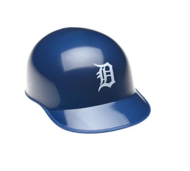 IRVINE, CALIFORNIA - FEBRUARY 27, 2019:  Closeup of a mini collectable batters helmet for the Detroit Tigers of Major League Baseball.