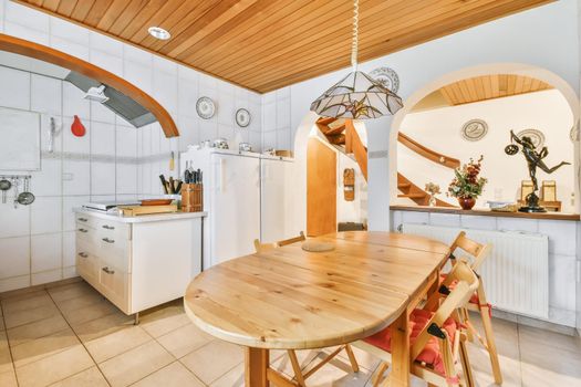 A bright luxury kitchen in an elegant house