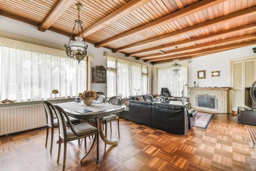 Interior design of bright and beautiful dining room