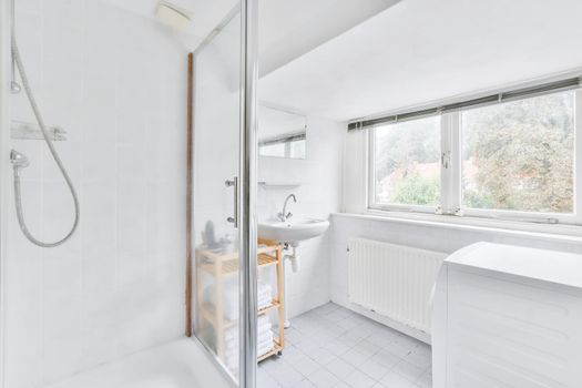 Bright bathroom design in elegant luxury house