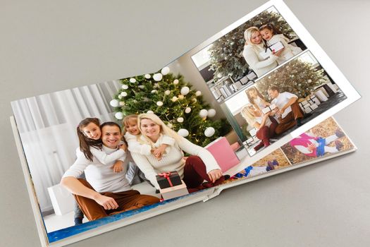 photo book with christmas photos.