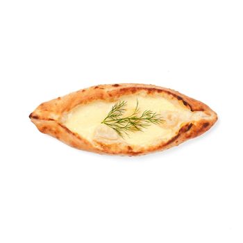 Boat khachapuri isolated on white background top view