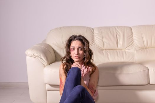Victim, abuse and domestic violence - Woman crying, suffering domestic violence.