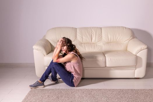Victim, abuse and domestic violence - Woman crying, suffering domestic violence.