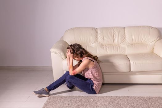 Victim, abuse and domestic violence - Woman crying, suffering domestic violence.