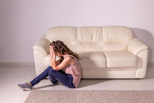 Victim, abuse and domestic violence - Woman crying, suffering domestic violence.