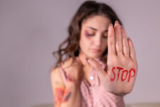 Domestic violence and abuse concept - Stop violence against women.