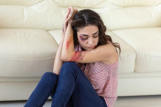 Victim, abuse and domestic violence - Woman crying, suffering domestic violence.