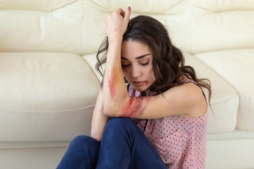 Victim, abuse and domestic violence - Woman crying, suffering domestic violence.