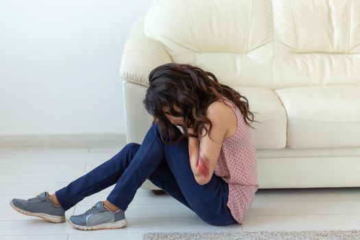 Victim, abuse and domestic violence - Woman crying, suffering domestic violence.
