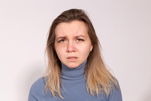 People, violence and abuse concept - Woman victim suffering from abuse, harassment.