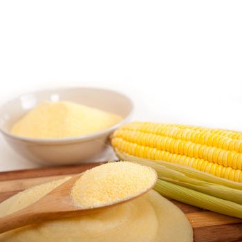 polenta traditional north Italy corn mais flour cream with crop