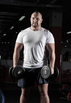 Male bodybuilder engaged with dumbbells in the gym. Healthy lifestyle