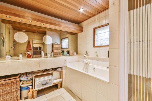 An elegant bathroom in stylish residential building