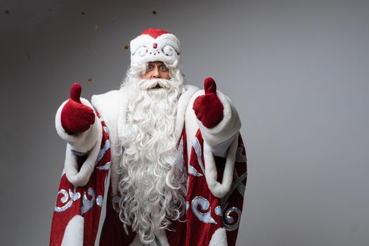 Santa claus likes something, picture isolated on white background