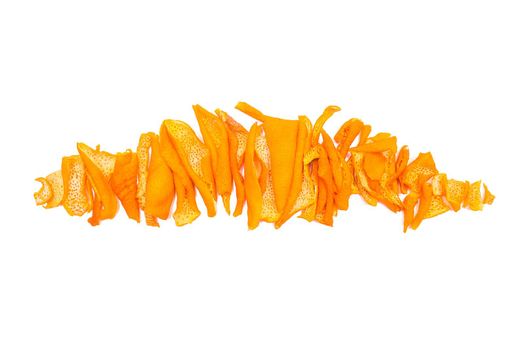 Dried orange peels isolated on a white background.