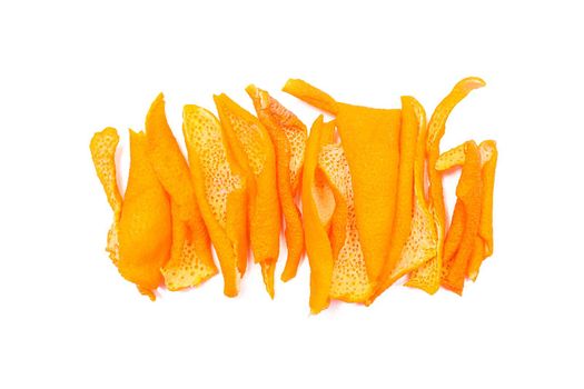 Dried orange peels isolated on a white background.