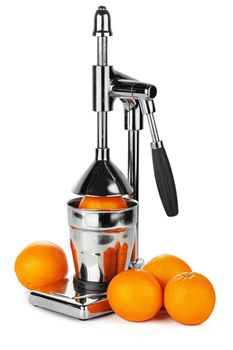 Mechanic juicer for citrus fruits isolated on white background