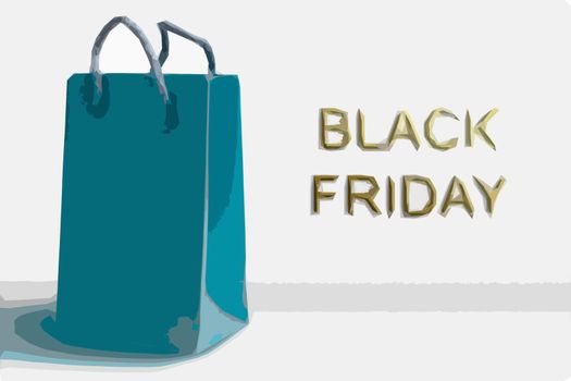 shopping bag with big sale sign black friday special offer super sale holiday promotion discount concept flat horizontal copy space illustration