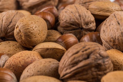 Variety of Mixed Nuts as a background - close up image