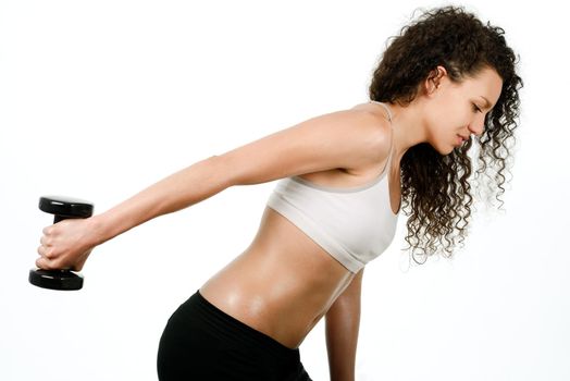 Portrait of young brunette fitness woman