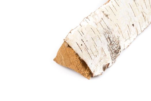 Birch firewood tree log on white background