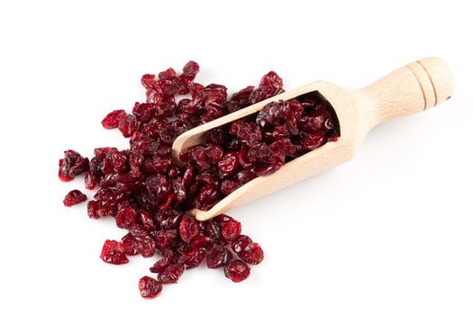 Pieces of dried cranberries isolated on white background