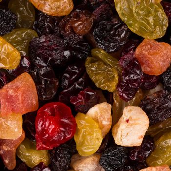 tasty sweet mix dried fruits colorful background