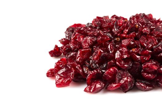 Pieces of dried cranberries isolated on white background