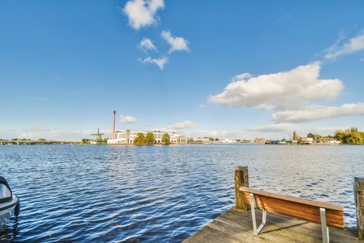 Delightful view of seascape with city on the background