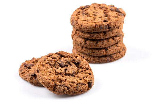 Chocolate chip cookies isolated on a white background