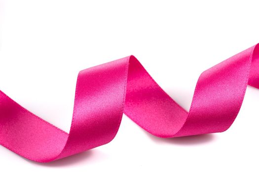 Pink ribbon over white background, design element