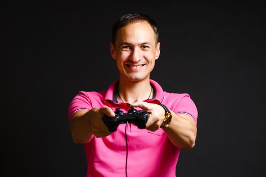 Man playing with a video game controller