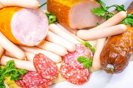 Meat allsorts on a round board