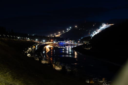 reflection of lights in the river.