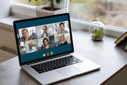 Group Friends Video Chat Connection Concept.