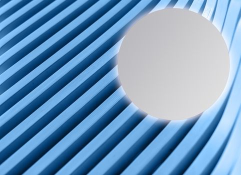 round mirror on blue background