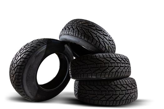 car tire on white background